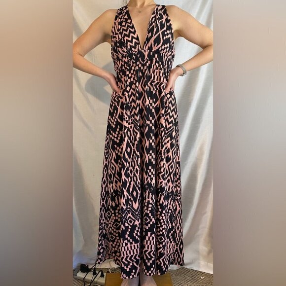 Studio  by Yde Black and Pink Aztec Maxi Dress Ladies M - Picture 16 of 16